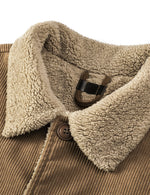 Men's Casual Corduroy Jacket Lapel Solid Sherpa Lined Warm Fall Winter Coat