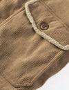 Men's Casual Corduroy Jacket Lapel Solid Sherpa Lined Warm Fall Winter Coat