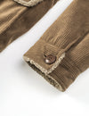 Men's Casual Corduroy Jacket Lapel Solid Sherpa Lined Warm Fall Winter Coat