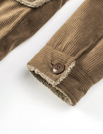 Men's Casual Corduroy Jacket Lapel Solid Sherpa Lined Warm Fall Winter Coat