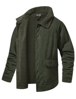 Men's Casual Corduroy Jacket Lapel Solid Sherpa Lined Warm Fall Winter Coat