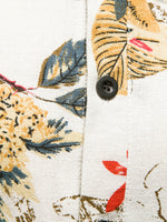 Men's Vintage Summer Floral Print Henley Collar Short Sleeve Beige Hawaiian Shirt