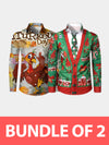 Bundle Of 2|Men's Printed Regular Fit Festive Long Sleeve Shirt