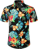 Men's Flower Casual Button Down Hawaiian Shirts&Shorts