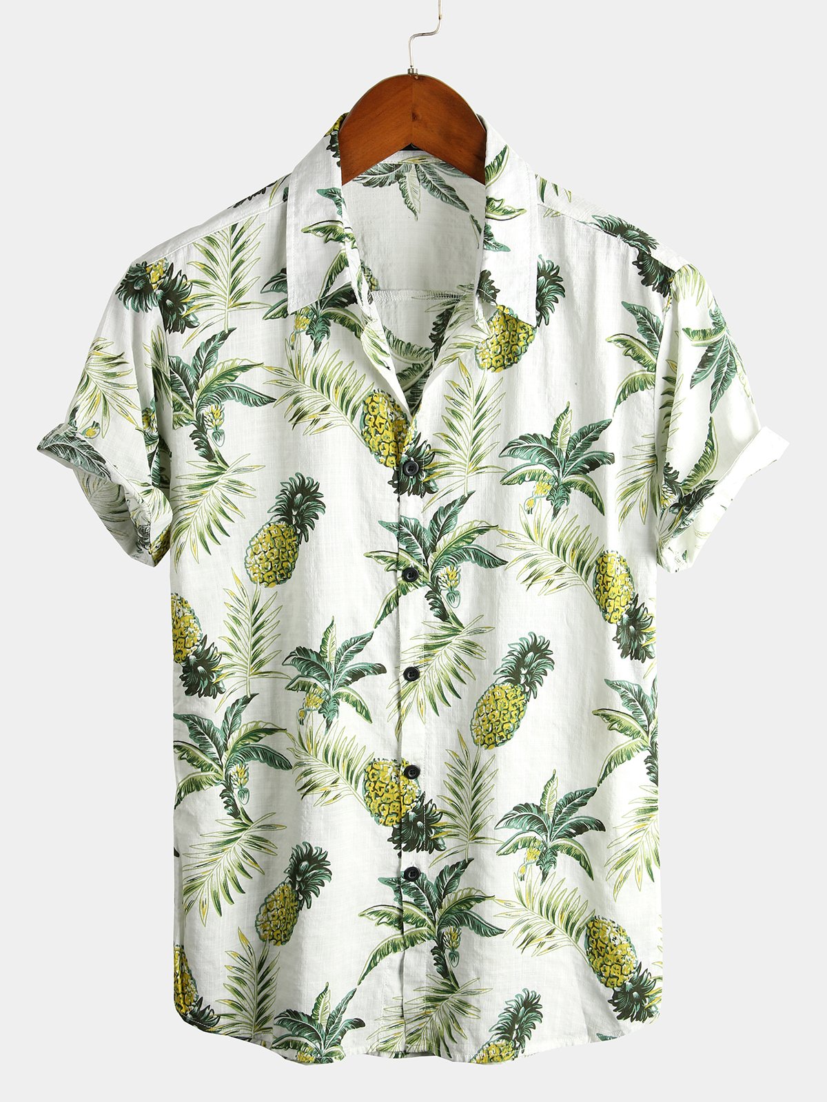 Men's Pineapple Print Hawaiian Cotton Shirt