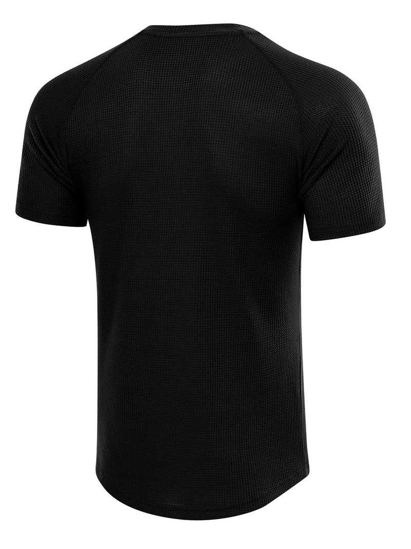 Men's Casual Solid Color Short Sleeve Henley T-shirt