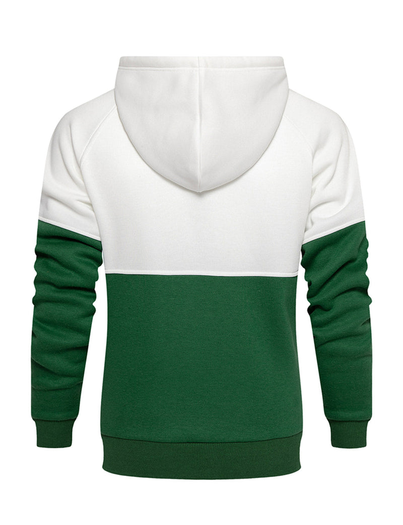 Men's Color Block Outdoor Casual Long Sleeve Pullover Hoodie Sweatshirts