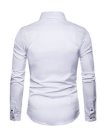 Men's Rose Embroidery Casual Long Sleeve Button Dress Shirt