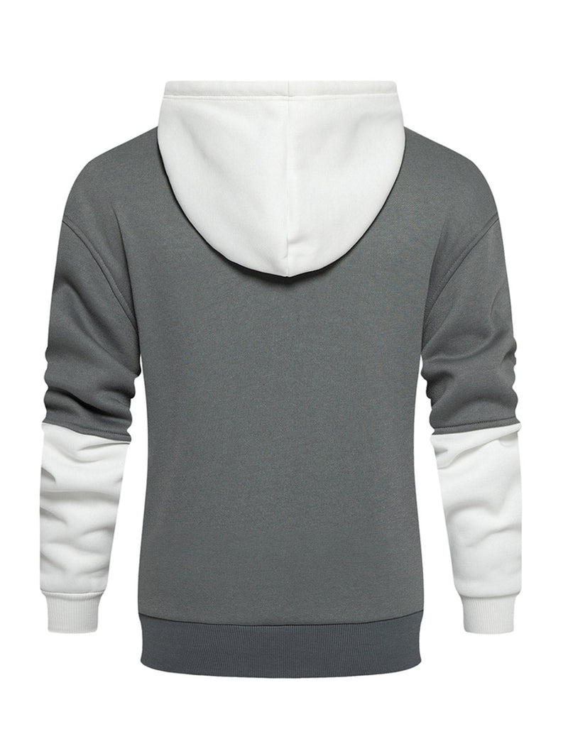 Men's Color Block Long Sleeve Outdoor Pullover Hoodie Sweatshirts