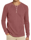 Men's  Solid Color Henry Collar Long Sleeve Casual T-Shirt