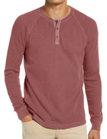 Men's  Solid Color Henry Collar Long Sleeve Casual T-Shirt