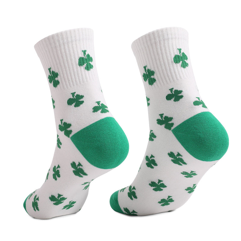 St. Patrick's Day Funny Shamrock Print Festival Party Holiday Green Cotton Socks