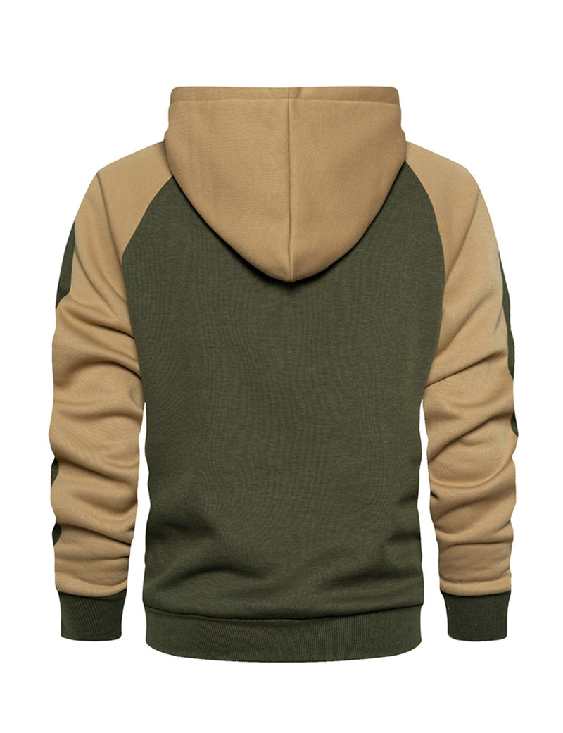 Men's Color Block Long Sleeve Casual Fall Winter Full-Zip Hoodie Zip Sweatshirt