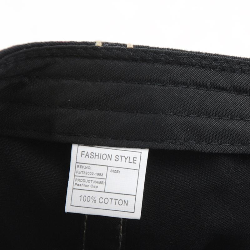 Men's cotton adjustable casual embroidered plaid fashion cap