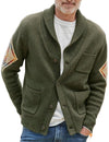 Men's Soft Knit Vintage Button Army Green Pocket Cardigan Sweater