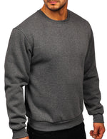 Men's Round Collar Fall Winter Warm Long Sleeve Fleece Sweatshirt