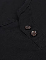 Men's Casual Solid Color Short Sleeve Henley T-shirt