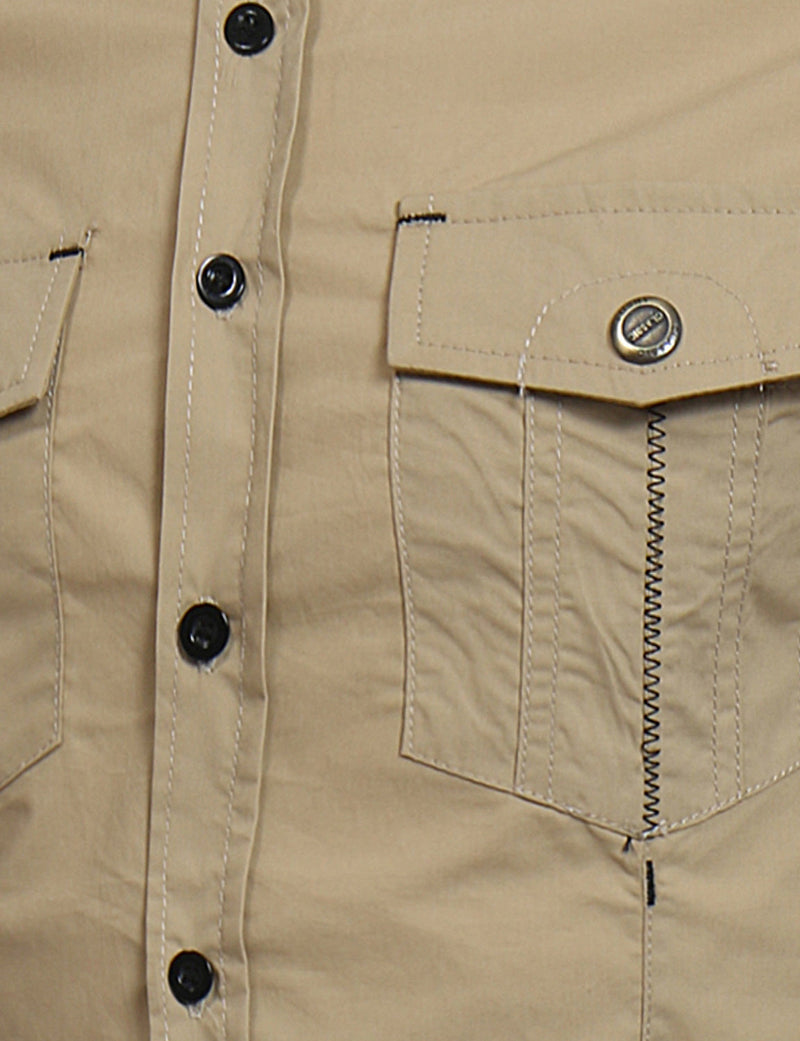 Men's Cotton Casual Pocket Hiking Outdoor Button Long Sleeve Shirt