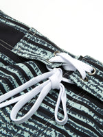 Men's Casual Striped Black Flat Waist Hawaiian Shorts Summer Beach Boardshorts