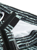 Men's Casual Striped Black Flat Waist Hawaiian Shorts Summer Beach Boardshorts