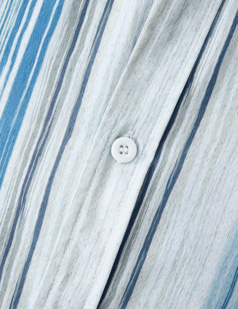 Men's Light Blue Striped Soft Casual Button Up Long Sleeve Lapel Shirt