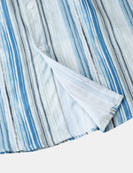 Men's Light Blue Striped Soft Casual Button Up Long Sleeve Lapel Shirt