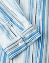 Men's Light Blue Striped Soft Casual Button Up Long Sleeve Lapel Shirt