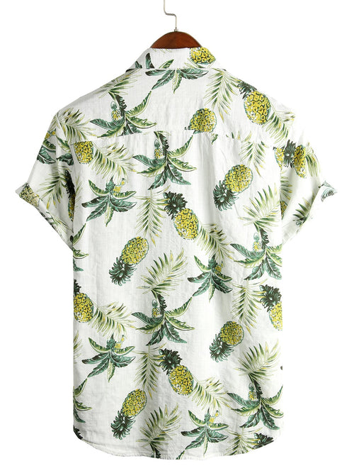 Men's Pineapple Print Hawaiian Cotton Shirt