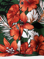 Men's Hawaiian Tropical Plant Floral Print Cotton Short Sleeve Shirts