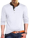 Men's Henry Collar Solid Color Long Sleeve Casual T-Shirt
