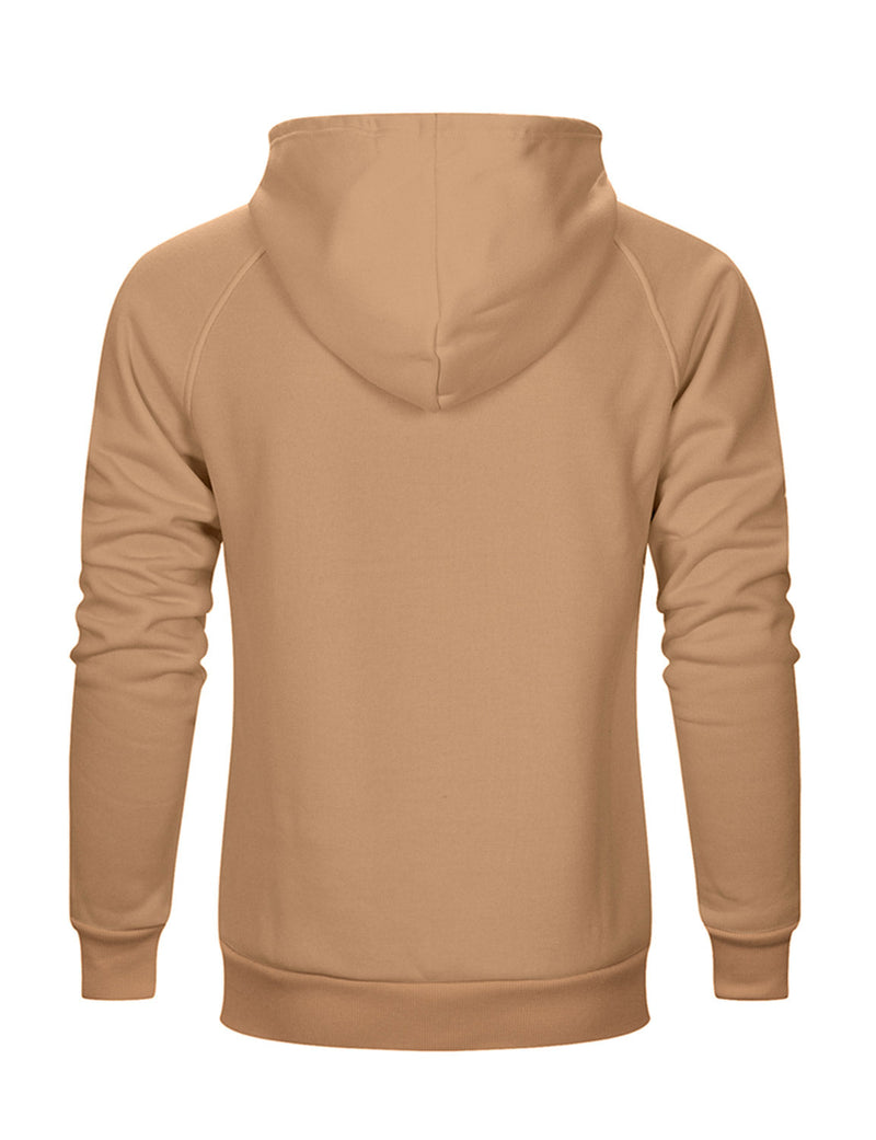 Men's Solid Long Sleeve Pullover Fall Winter Hoodie Sweatshirts With Pocket
