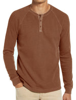 Men's  Solid Color Henry Collar Long Sleeve Casual T-Shirt