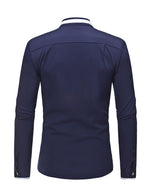 Men's Stand Collar Long Sleeve Button Up Slim Fit Casual Shirt