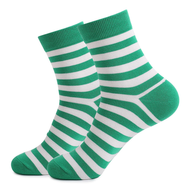 St. Patrick's Day Green Striped Print Festival Party Holiday Cotton Socks