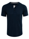 Men's Casual Solid Color Short Sleeve Henley T-shirt