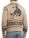 Men's Casual Vintage Western Pattern Graphic Lapel Button Fall Winter Retro Long Sleeve Cardigan
