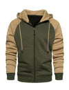Men's Color Block Long Sleeve Casual Fall Winter Full-Zip Hoodie Zip Sweatshirt