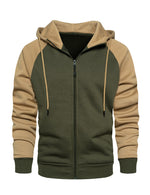 Men's Color Block Long Sleeve Casual Fall Winter Full-Zip Hoodie Zip Sweatshirt