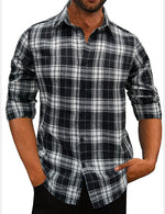 Men's Classic Plaid Vintage Button Up  Long Sleeve Shirt