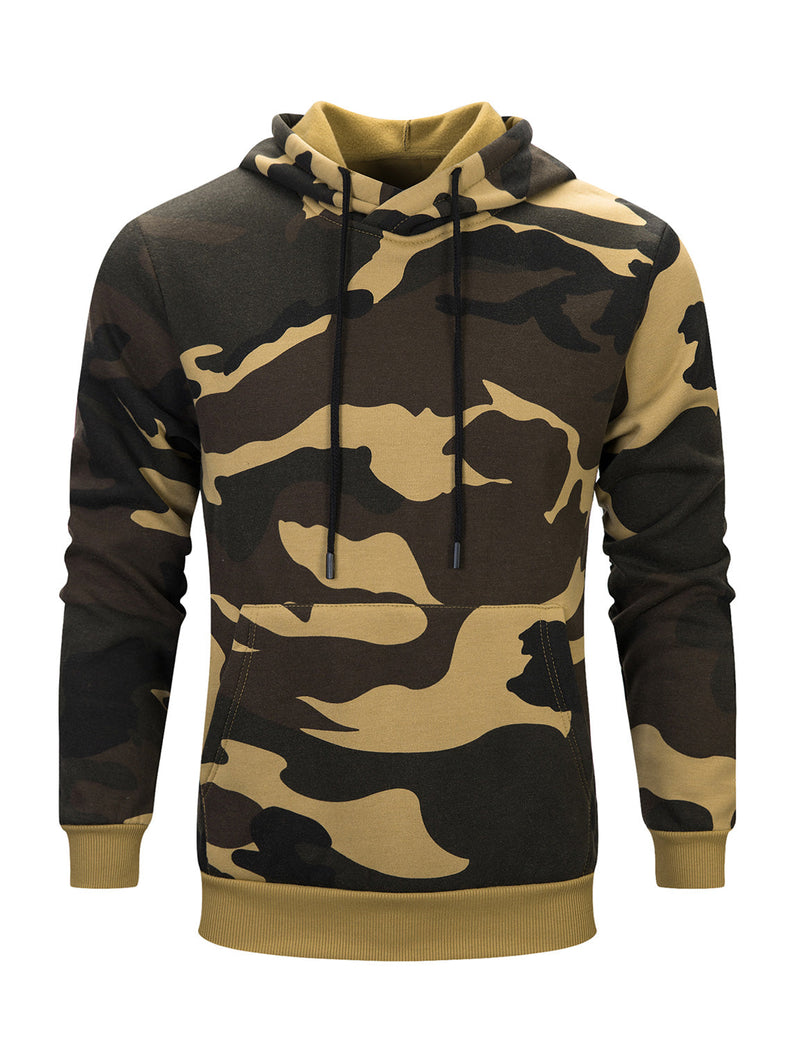 Men's Camo Long Sleeve Pullover Hoodie Fall Winter Sweatshirts