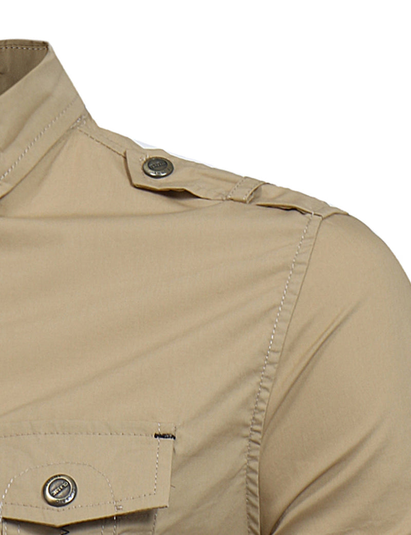 Men's Cotton Casual Pocket Hiking Outdoor Button Long Sleeve Shirt