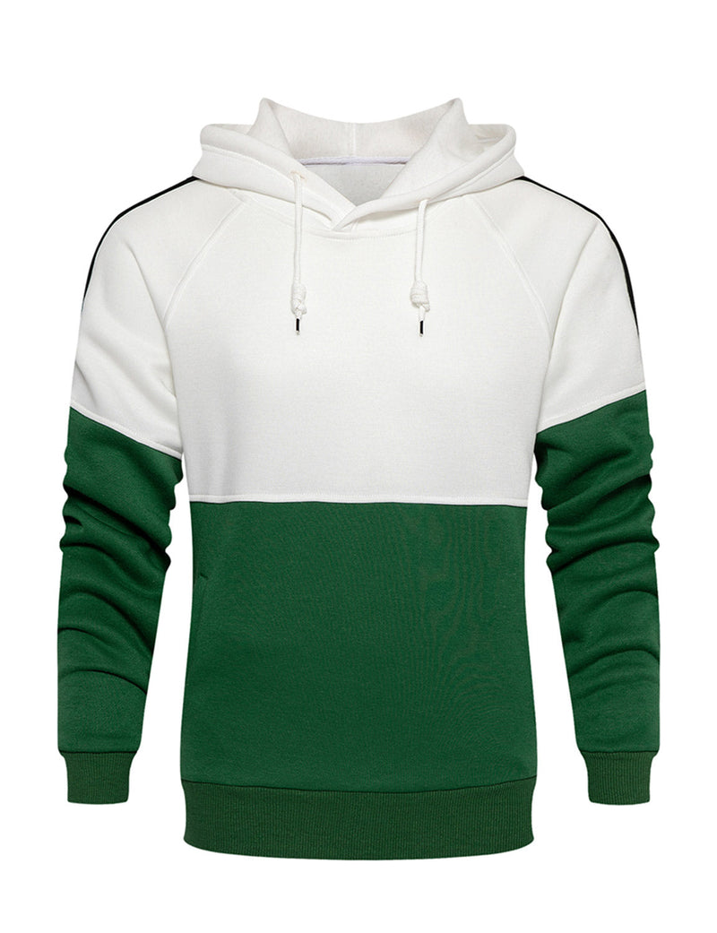 Men's Color Block Outdoor Casual Long Sleeve Pullover Hoodie Sweatshirts