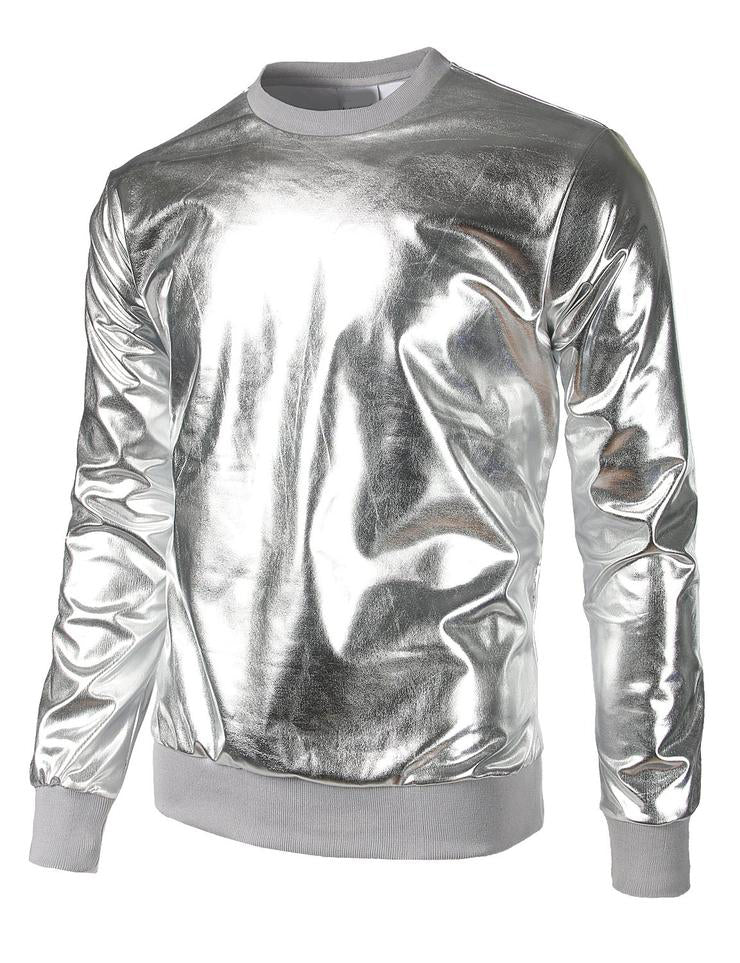 Metallic Gold Shiny Shirts Nightclub Styles Hoodies