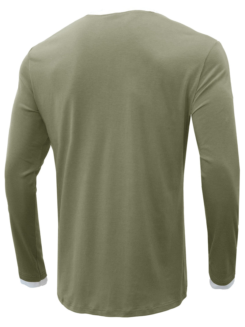 Men's Casual Solid Color Crew Neck Long Sleeve Shirt
