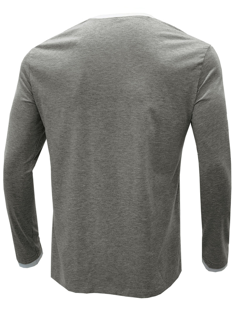 Men's Casual Solid Color Crew Neck Long Sleeve Shirt