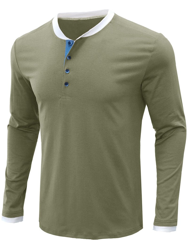Men's Casual Solid Color Crew Neck Long Sleeve Shirt