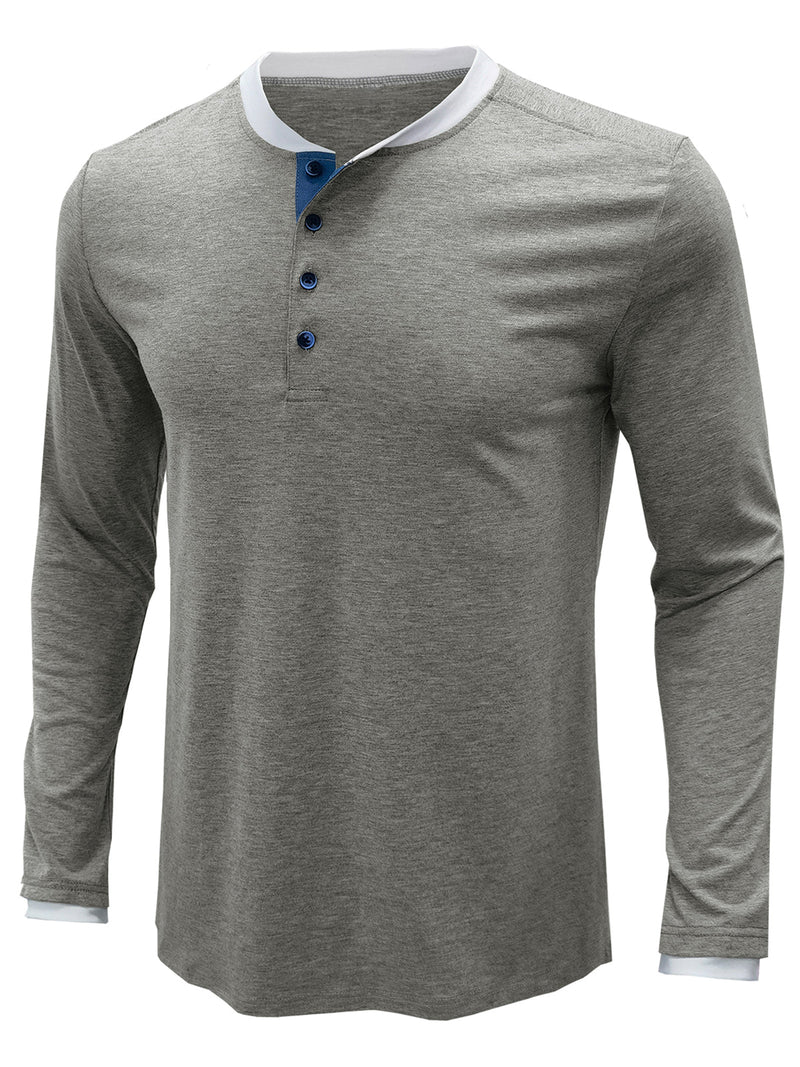 Men's Casual Solid Color Crew Neck Long Sleeve Shirt