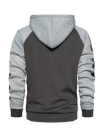 Men's Color Block Long Sleeve Casual Fall Winter Full-Zip Hoodie Zip Sweatshirt