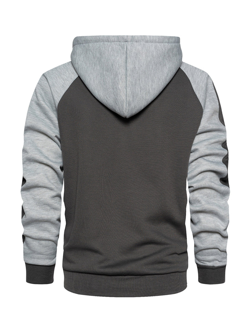 Men's Color Block Long Sleeve Casual Fall Winter Full-Zip Hoodie Zip Sweatshirt