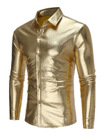 Men's Party Nightclub Button Up Cool Leather Long Sleeve Shirt